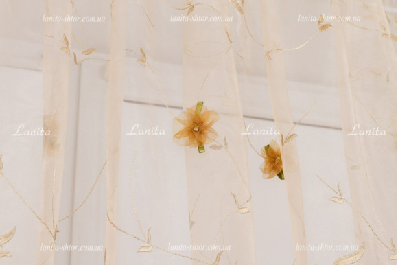 Тюль органза Mexx нашитый цветок GT-9188 2,55м/5,80м