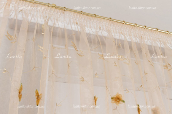 Тюль органза Mexx нашитый цветок GT-9188 2,55м/5,80м