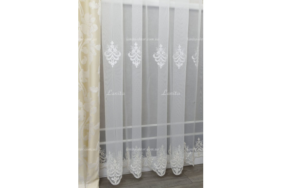 Готовый тюль французский фатин с вышивкой Azzaro  GT-9191 2,50м/6,0м