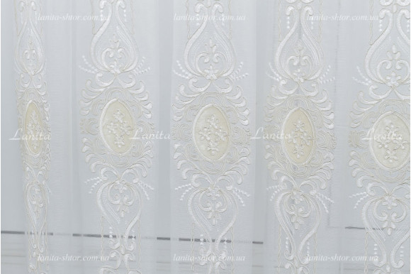 Готовый тюль французский фатин с вышивкой Azzaro  GT-9191 2,50м/6,0м