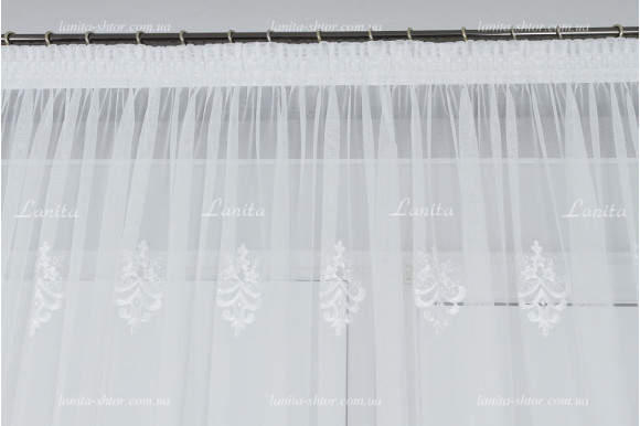 Готовый тюль французский фатин с вышивкой Azzaro  GT-9191 2,50м/6,0м