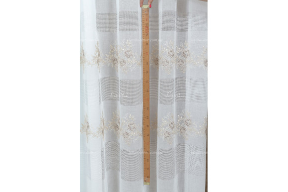 Готовий тюль льон з вишивкою Edel GT-9192 2,70м/4,80 м на люверсах