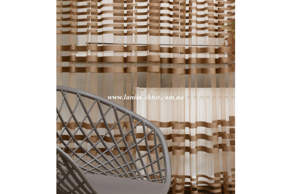 Готовий тюль фатин в смужку Patty GT-9210 2,85м/4,0м