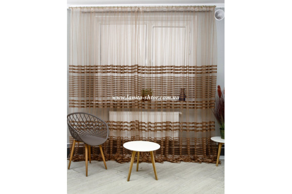 Готовий тюль фатин в смужку Patty GT-9210 2,85м/4,0м