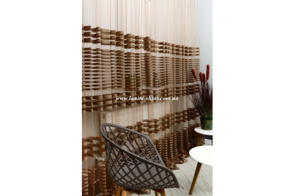 Готовий тюль фатин в смужку Patty GT-9210 2,85м/4,0м