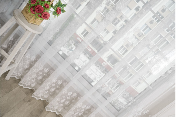 Тюль микросетка лен Roksana TSL-9211 белый