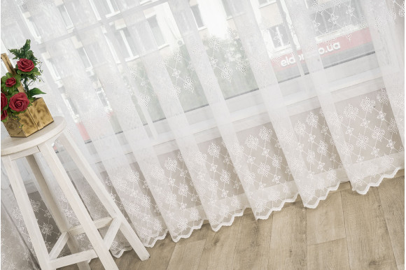 Тюль микросетка лен Roksana TSL-9211 белый