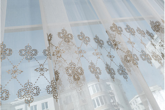 Тюль микросетка лен Roksana TSL-9212 бежевый