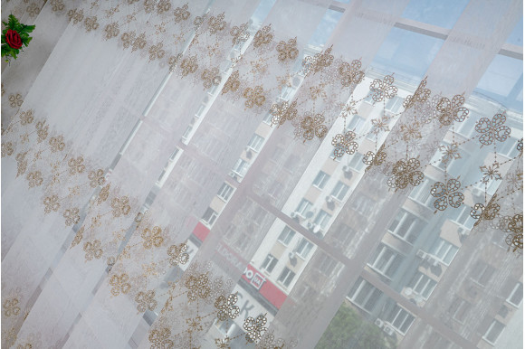 Тюль микросетка лен Roksana TSL-9212 бежевый