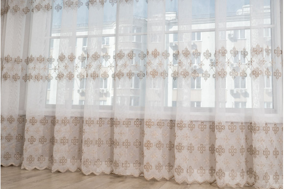 Тюль микросетка лен Roksana TSL-9212 бежевый