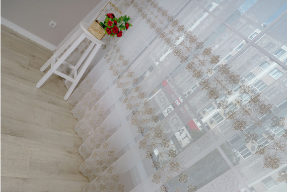 Тюль микросетка лен Roksana TSL-9212 бежевый