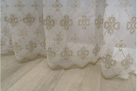 Тюль микросетка лен Roksana TSL-9212 бежевый