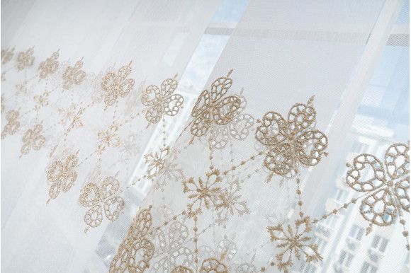 Тюль микросетка лен Roksana TSL-9212 бежевый