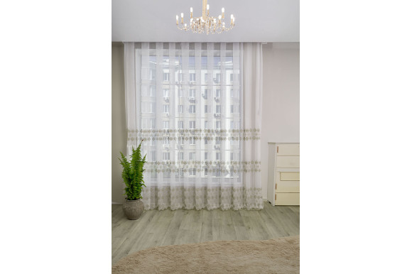 Тюль микросетка лен Roksana TSL-9212 бежевый