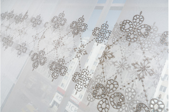 Тюль микросетка лен Roksana TSL-9214 серый