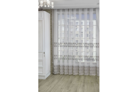 Тюль микросетка лен Roksana TSL-9214 серый