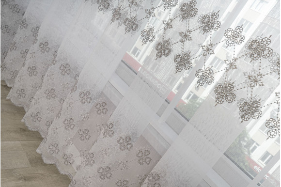 Тюль микросетка лен Roksana TSL-9214 серый