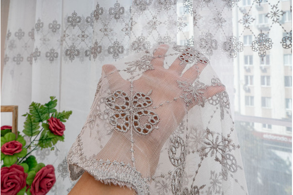 Тюль микросетка лен Roksana TSL-9214 серый