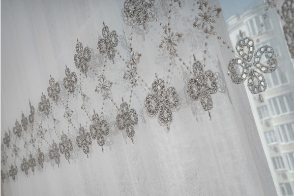 Тюль микросетка лен Roksana TSL-9214 серый