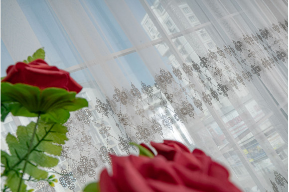 Тюль микросетка лен Roksana TSL-9214 серый