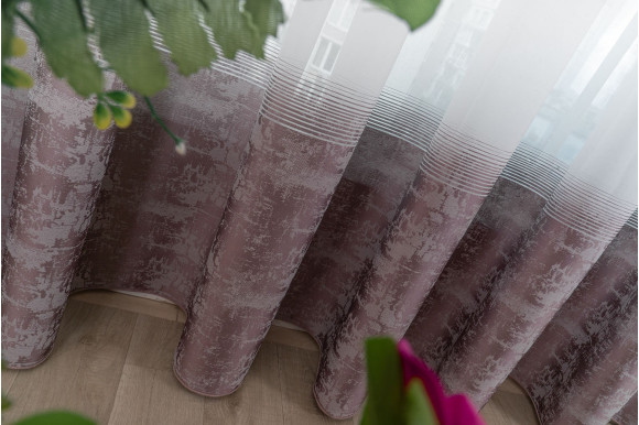 Тюль льон-жаккард Cindy TLG-9217 бузковий