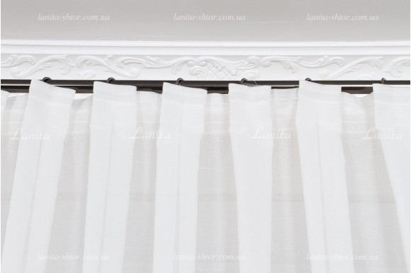 Готовый тюль лен-жаккард Paloma молочный 2,50м/5,50м