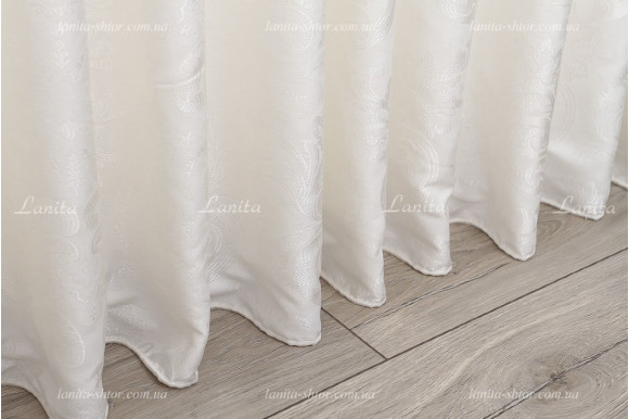 Готовый тюль лен-жаккард Paloma молочный 2,50м/5,50м