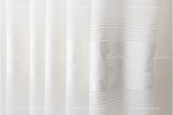 Готовый тюль лен-жаккард Paloma молочный 2,50м/5,50м