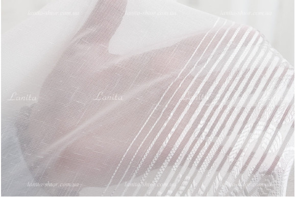 Готовый тюль лен-жаккард Paloma молочный 2,50м/5,50м