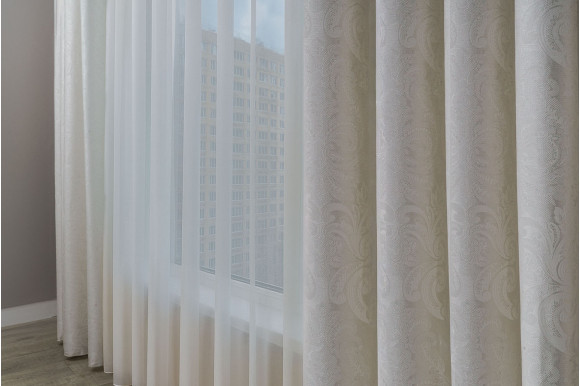 Тюль жакард щільний Bugatti TGP-9239 молочний Тюль жакард щільний Bugatti TGP-9239 молочний