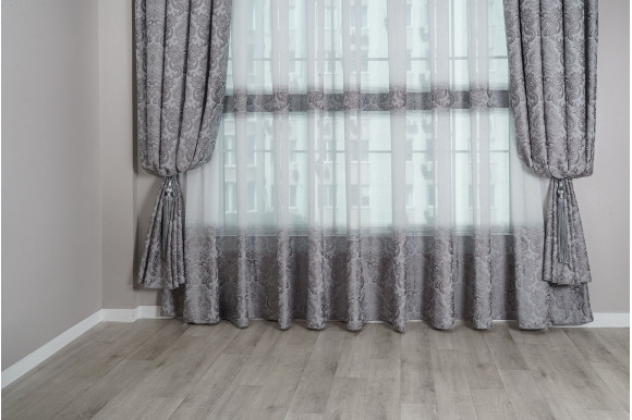 Тюль жакард щільний Bugatti TGP-9240 сірий Тюль жакард щільний Bugatti TGP-9240 сірий