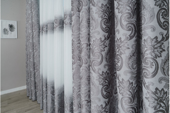 Тюль жакард щільний Bugatti TGP-9240 сірий Тюль жакард щільний Bugatti TGP-9240 сірий