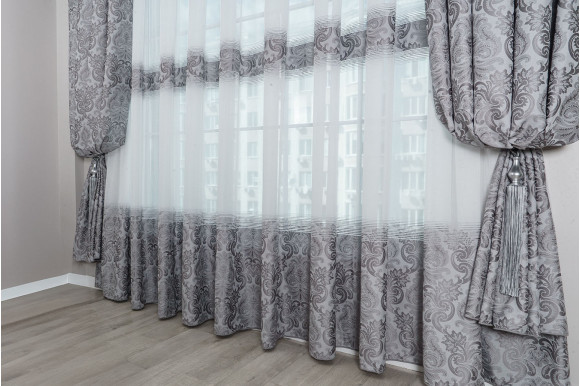 Тюль жакард щільний Bugatti TGP-9240 сірий Тюль жакард щільний Bugatti TGP-9240 сірий