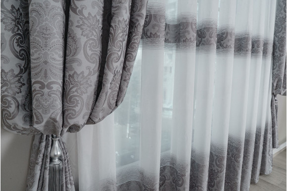 Тюль жакард щільний Bugatti TGP-9240 сірий Тюль жакард щільний Bugatti TGP-9240 сірий