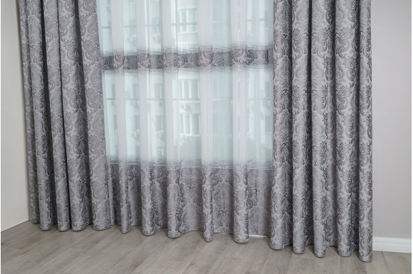 Тюль жакард щільний Bugatti TGP-9240 сірий Тюль жакард щільний Bugatti TGP-9240 сірий