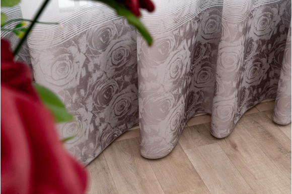 Тюль лен-жаккард Cindy TLG-9243 капучино