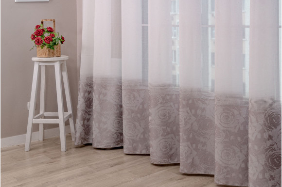 Тюль лен-жаккард Cindy TLG-9243 капучино