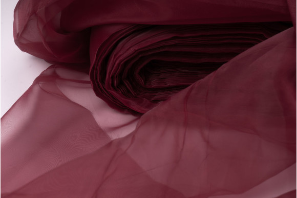 Тюль органза TOO-9254 бордовая