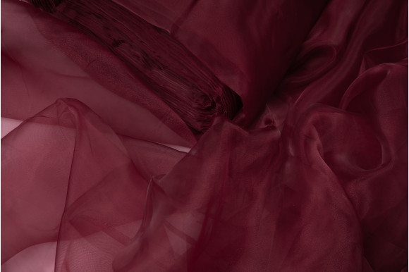 Тюль органза TOO-9254 бордовая