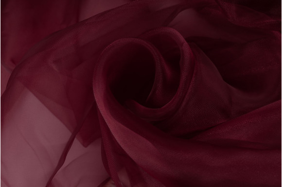 Тюль органза TOO-9254 бордовая
