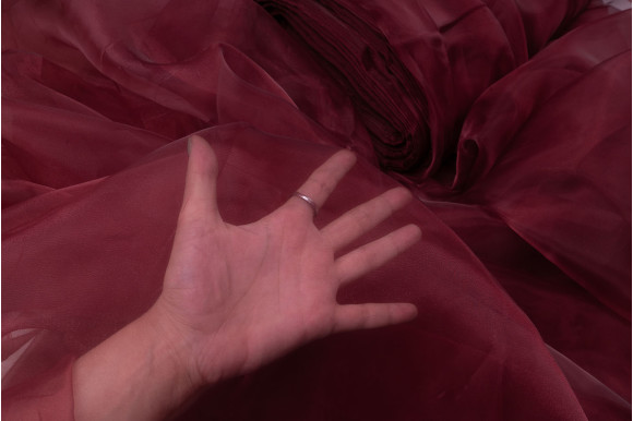 Тюль органза TOO-9254 бордовая