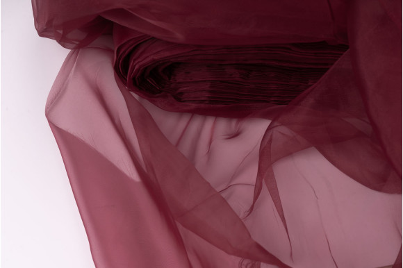 Тюль органза TOO-9254 бордовая