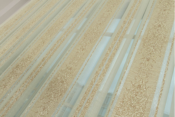 Тюль вуаль с полосками TVS-9259 золотисто-бордовый