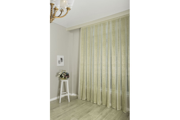 Тюль вуаль с полосками TVS-9259 золотисто-бордовый