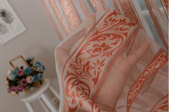 Тюль органза арабеска с полосками TOA-9260