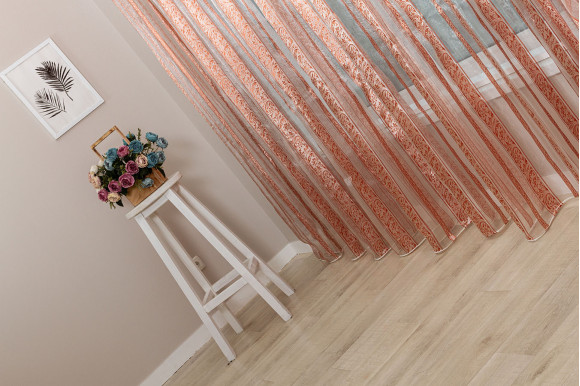 Тюль органза арабеска с полосками TOA-9260