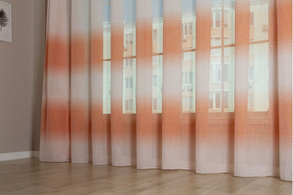 Тюль лен градиент оранжевый TLG-9263