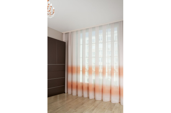 Тюль лен градиент оранжевый TLG-9263