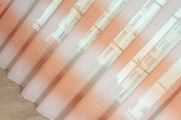 Тюль лен градиент оранжевый TLG-9263