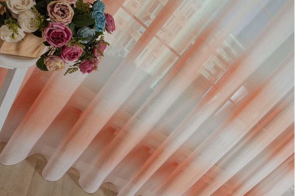 Тюль лен градиент оранжевый TLG-9263